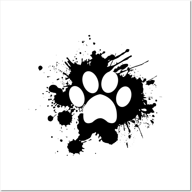 Paw Mark In a paint - Dog Lover Cat Lover Wall Art by KC Happy Shop